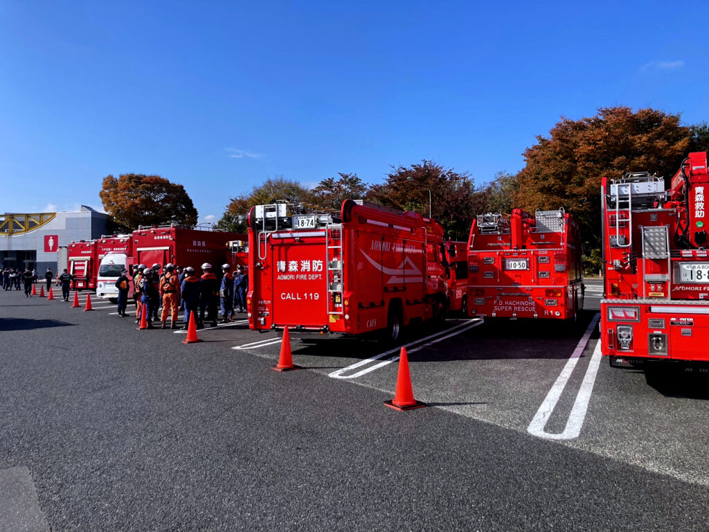 消防車の行動訓練